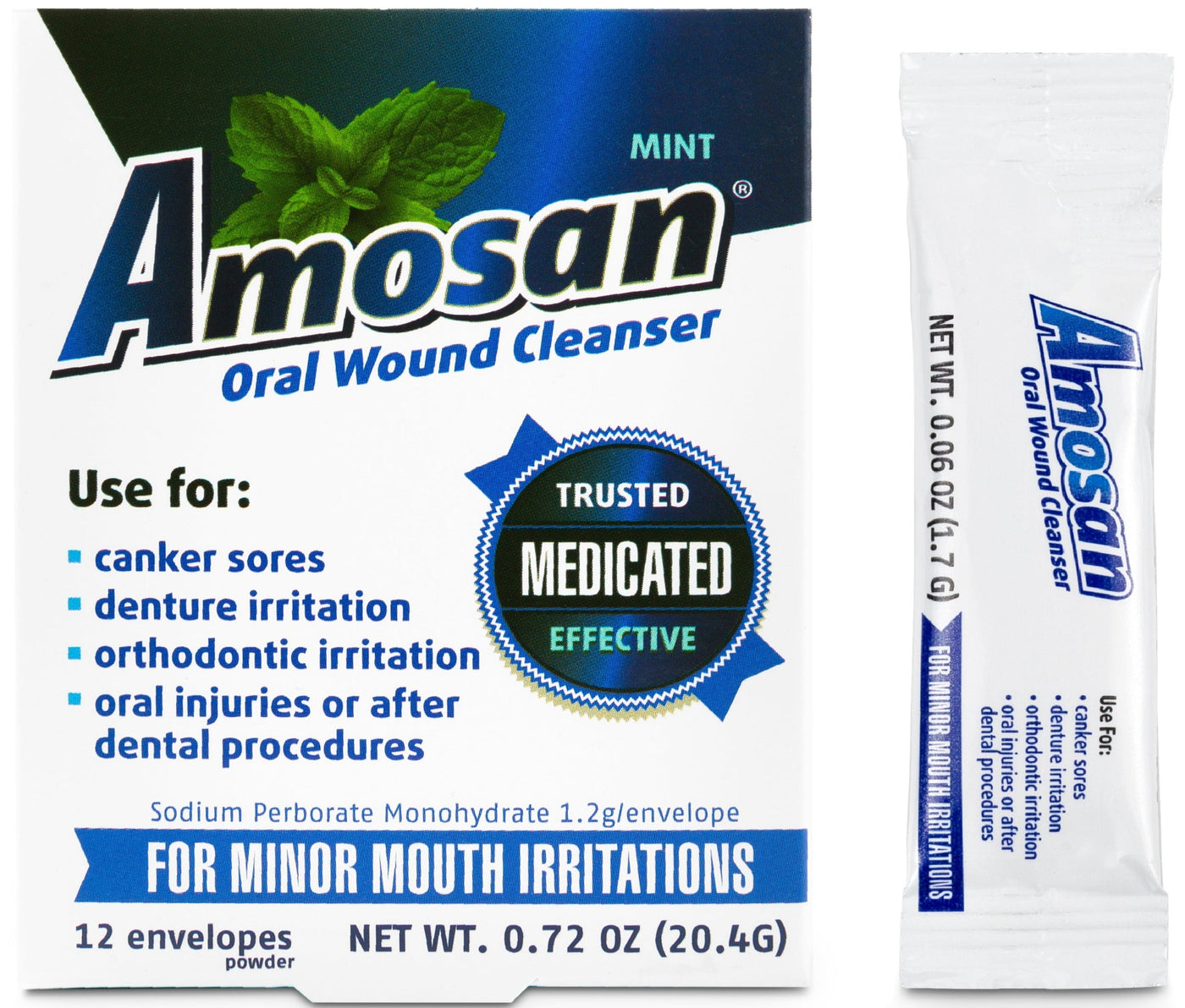 Amosan Oral Wound Cleanser - Mint - Amosan