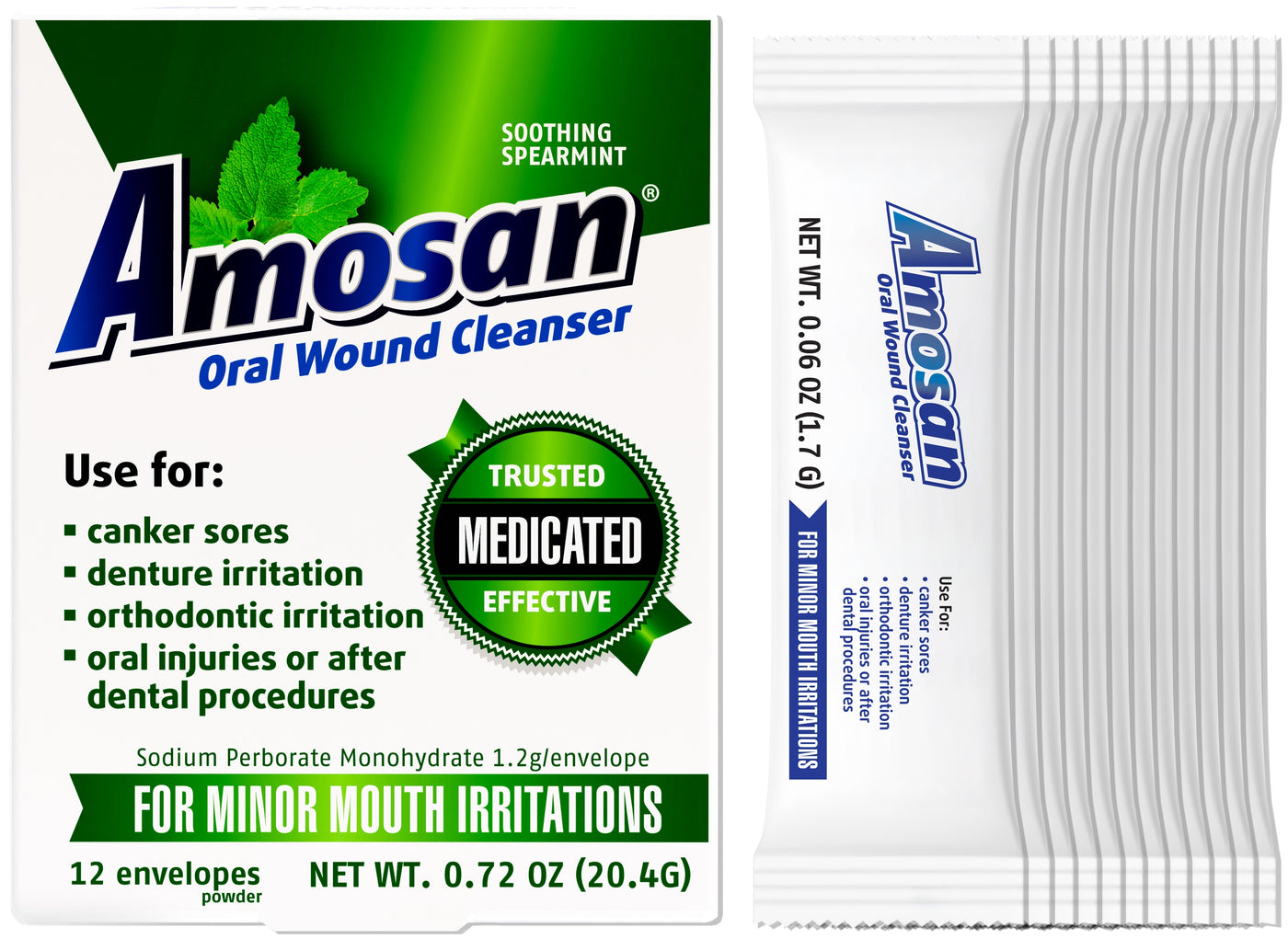 Amosan Oral Wound Cleanser - Spearmint - Amosan