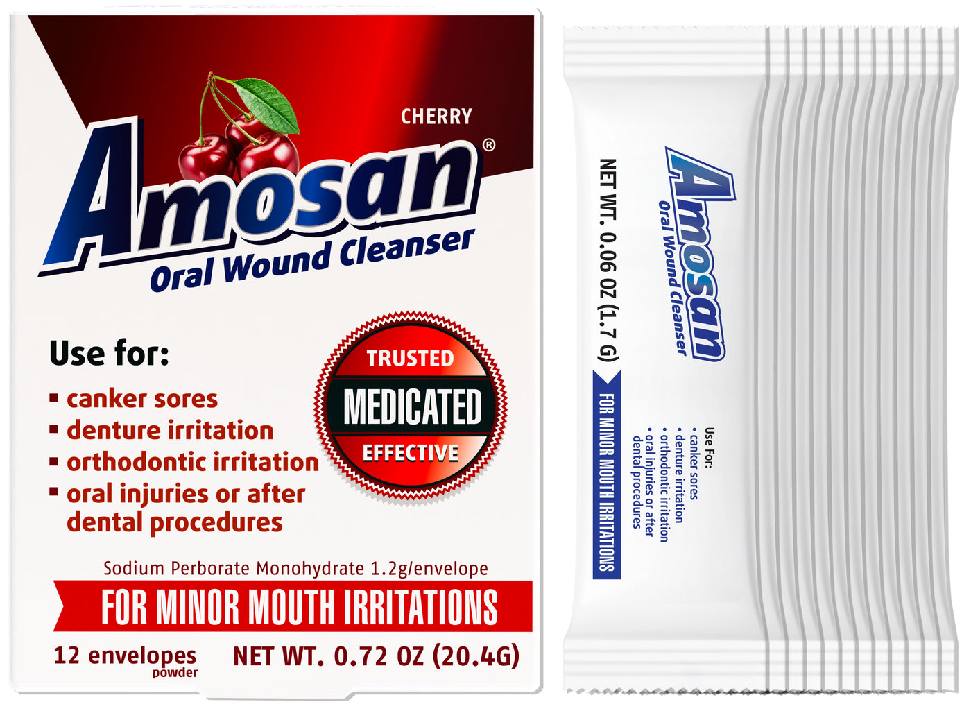 Amosan Oral Wound Cleanser - Cherry - Amosan