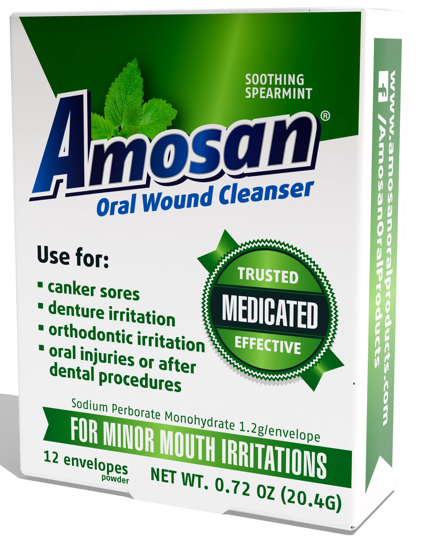 Amosan Oral Wound Cleanser - Spearmint - Amosan